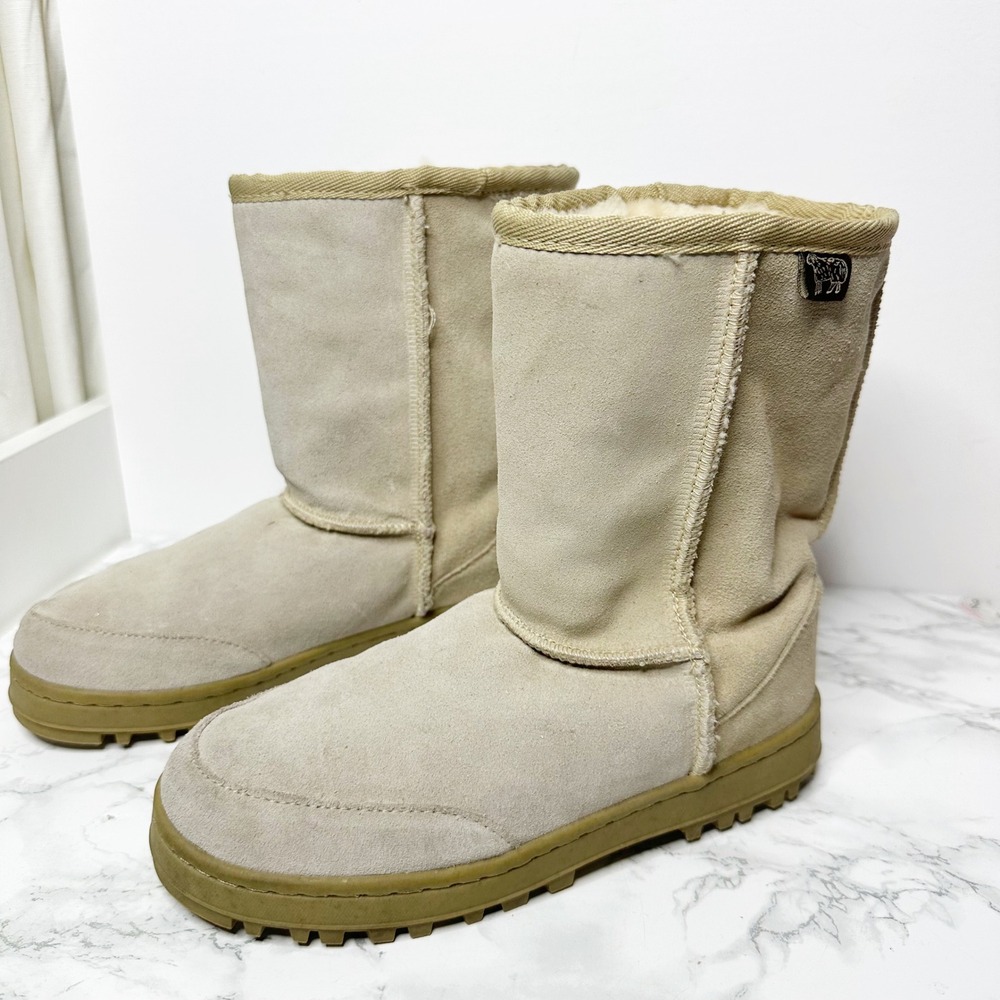 Australian Boot Company‎ Suede Sheep Fur Boots Womens 6 Sand Shearling Winter